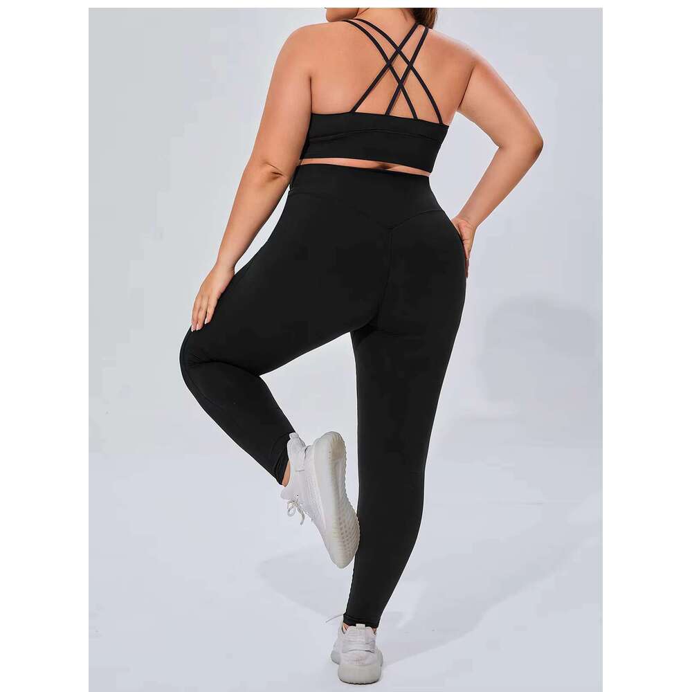 DHEssentials Women's leggings plus size nude, high elasticity, breathable two-piece fitness suit