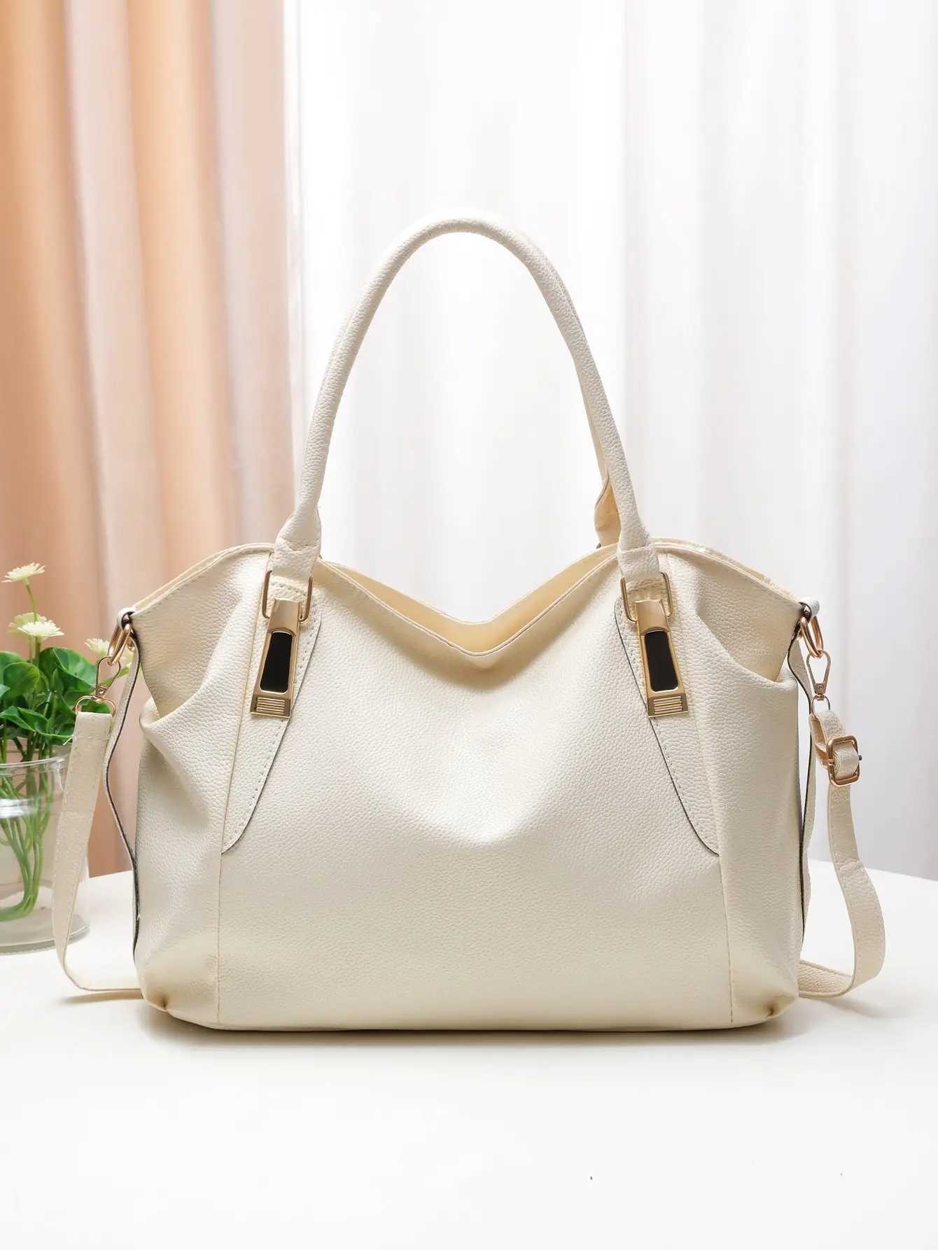 Casual and fashionable womens shoulder bag solid color soft large capacity handbag crossbody bagW250512