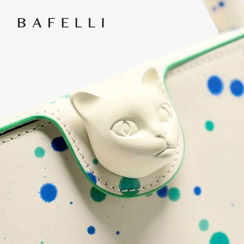 BAFELLI 2024 NEW Women's HANDBAG BOXY GENUINE LEATHER ORIGINAL DESIGNER BRAND CAT SHOULDER FASHION BAGS STYLISH PURSE