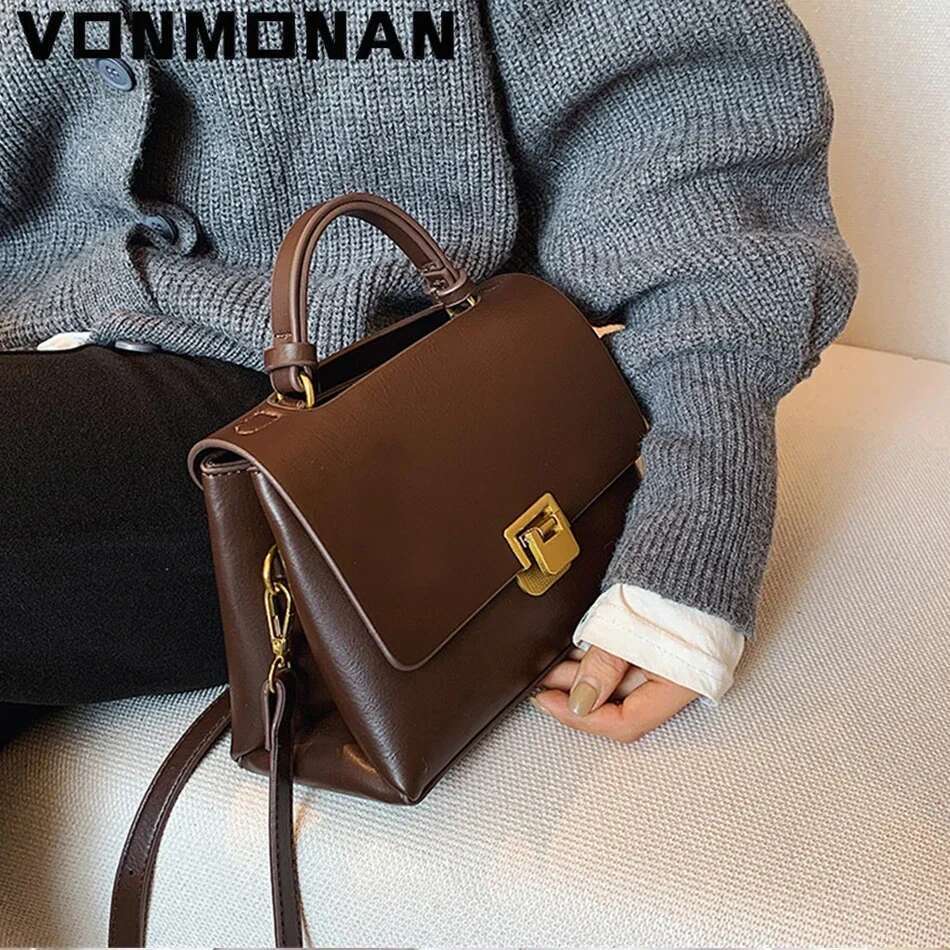 Vintage Tote Winter New Quality PU Leather Women's Handbag Purses Designer Mini Shoulder Messenger Bag