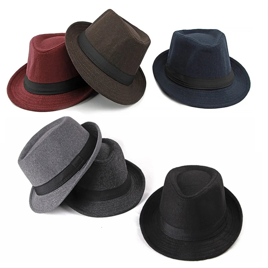 Unisex British Felt Jazz Hats For Middle Aged Men Bucket Hat Wool Fedoras Autumn Winter Gentlemen Wedding Party Magic Caps 250512
