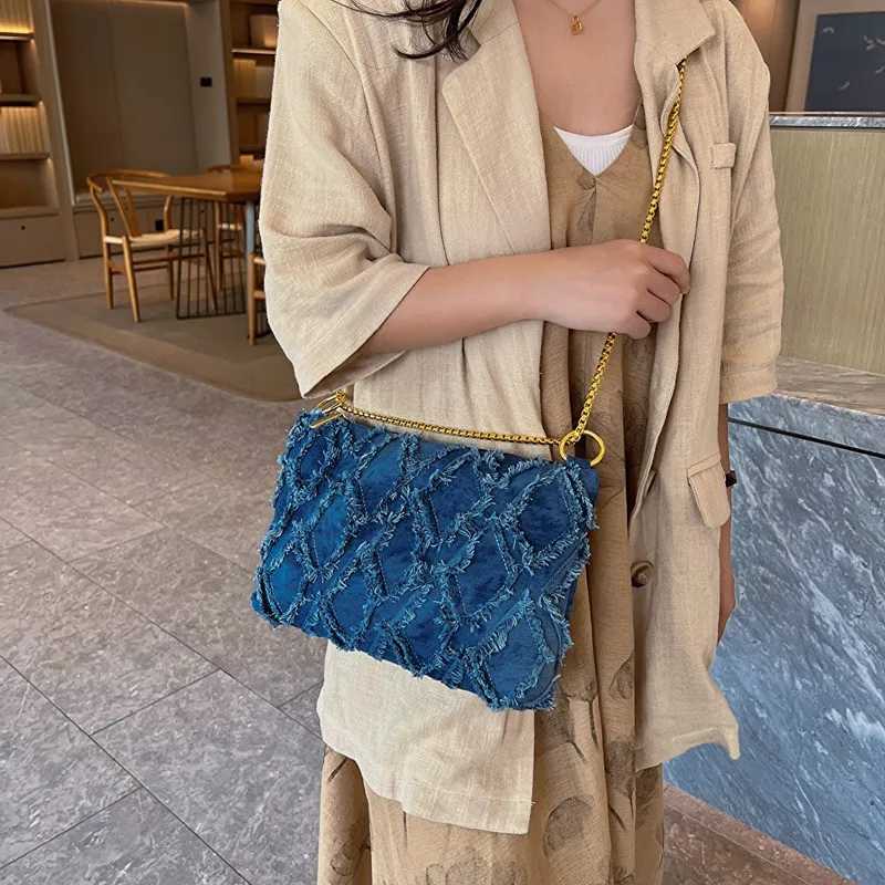 Denim Chain Shoulder Bag For Women Korean Fashion Tassel Crossbody Bags 2024 New Retro High-quality Handbags And Purses FemaleW250512