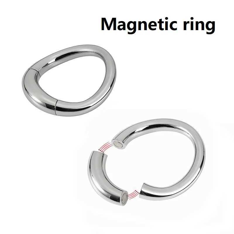 Magnetic bondage lock cock Ring Heavy male metal Ball Scrotum Stretcher Delay ejaculation BDSM Sex Toy men W250512