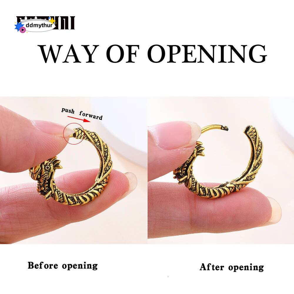 Catuni Hot Dragon Goth Punk Hoop Earrings Copper inlaid Red Zircon Hip Hop Rock Earring Jewelry Accessories Gift for Man Woman ddmythur