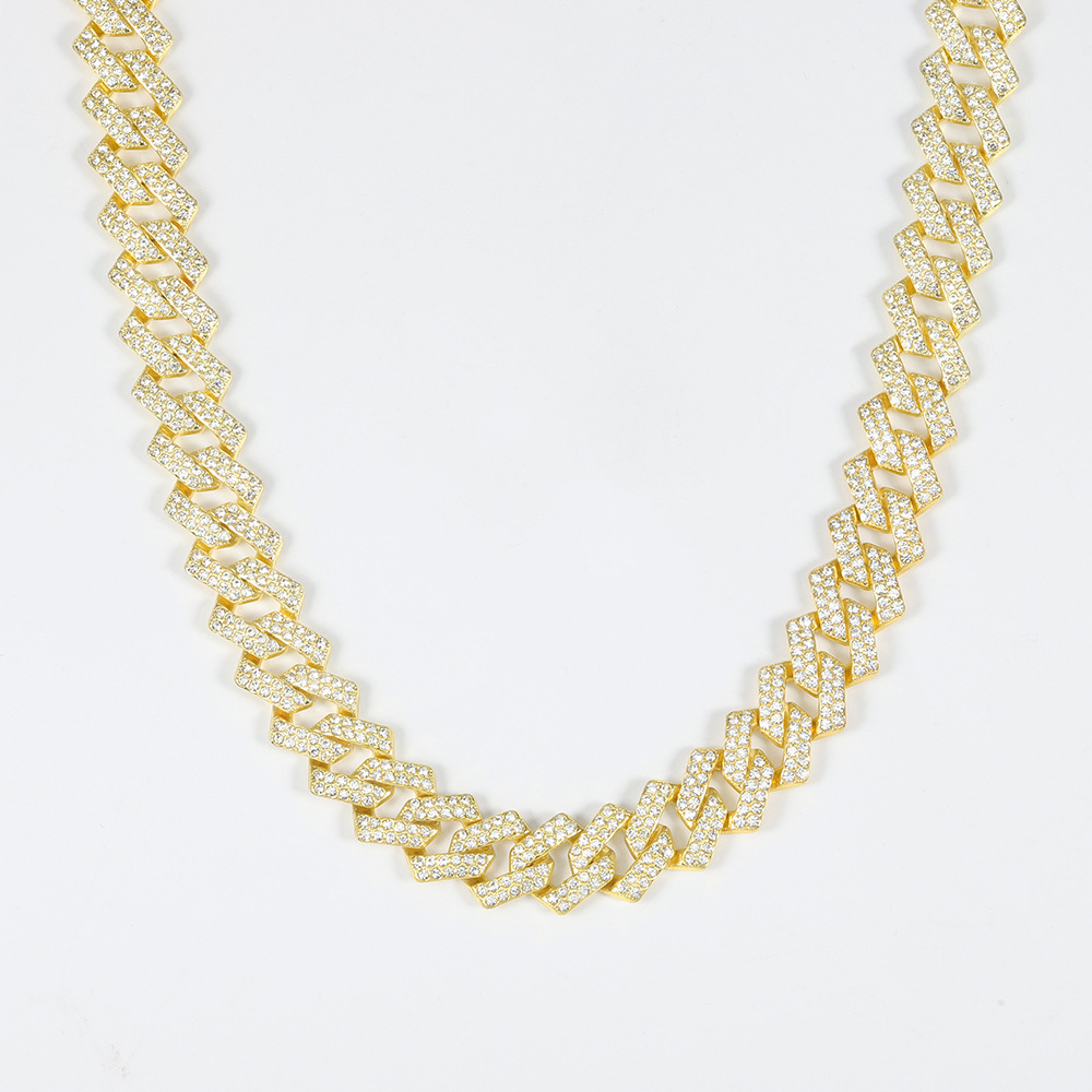 Fashionable Cuban Link Men's Hip Hop Style Full Diamond Necklace