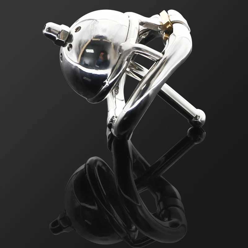 Chastity Cage Cock Ring With catheter stainless steel ball stretch ring penis exercise scrotum ball stretcher sex toy For Men W250512