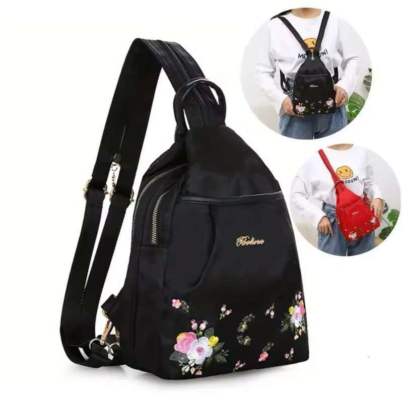 Oxford Women Backpack Fashion Embroidery Casual Shoulder Bags Large Capacity Crossbody Bag