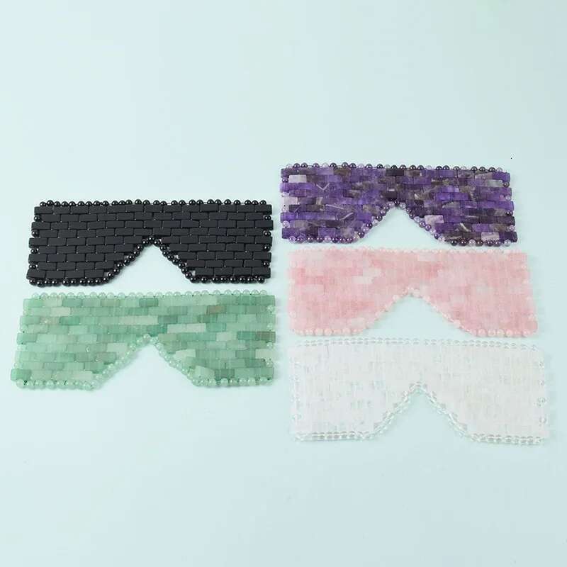 Rose Quartz Jade With Box Eye Natural Stone Sleep Mask Relaxation Face Massager Therapy Facial Massage Tools