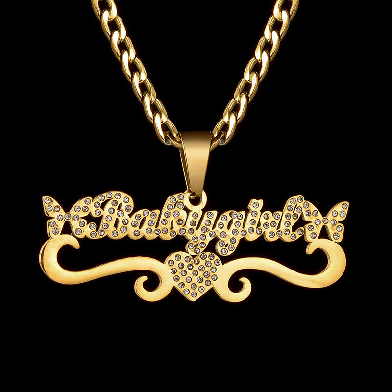 Custom necklace custom English name necklace HIPHOP alphanumeric full diamond micro inlaid pendant