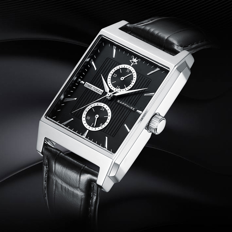 Retro Style Time Token Wristwatch Featuring Real Leather Band and Quartz Movement