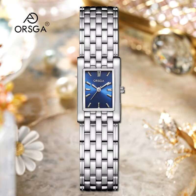 DHCollections Rectangular Quartz Watch 18mm Stainless Steel Band Waterproof Vintage Alloy Fashion Wristwatch for women