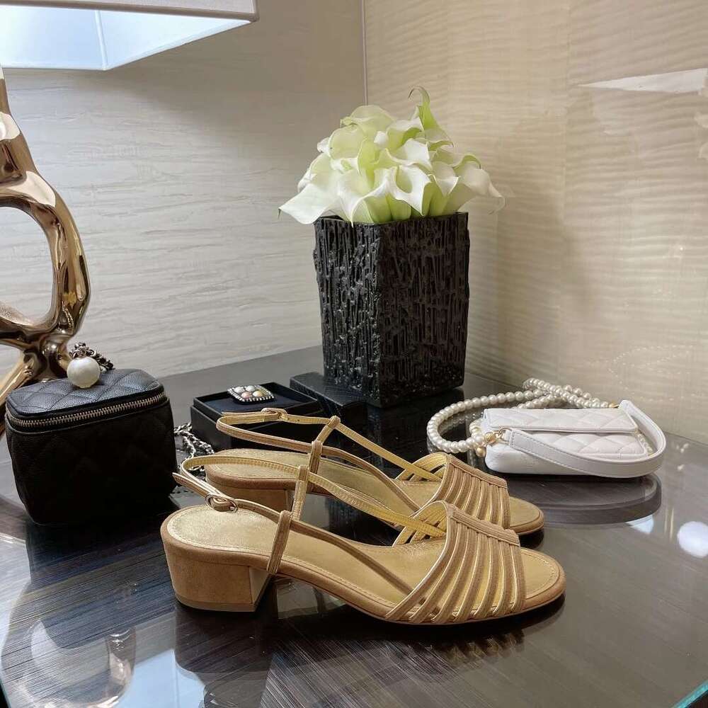 Women Genuine Leather Sandals Med Heels Pumps Slingbacks Summer Buckle Strap Leisure Designer Shoes Zapatillas De Mujer