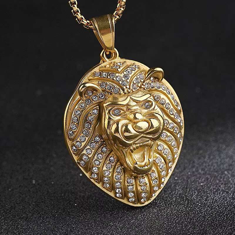 Lion Head Pendants Necklaces Hiphop Jewelry Hipster lion Head Micro-set Full CZ Fashion Hip Hop Pendants Mens Necklace Pendant
