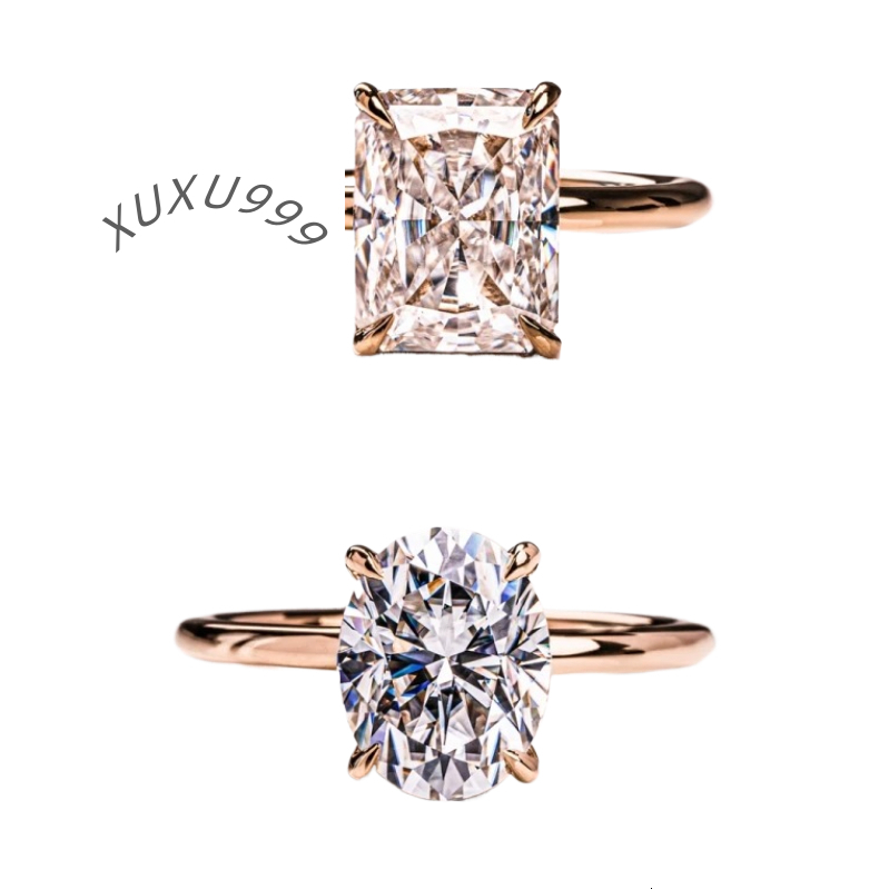 High Quality Fashion Jewelry 18K Plated Gold 2ct 3ct Engagement Wedding Diamond Moissanite Ring