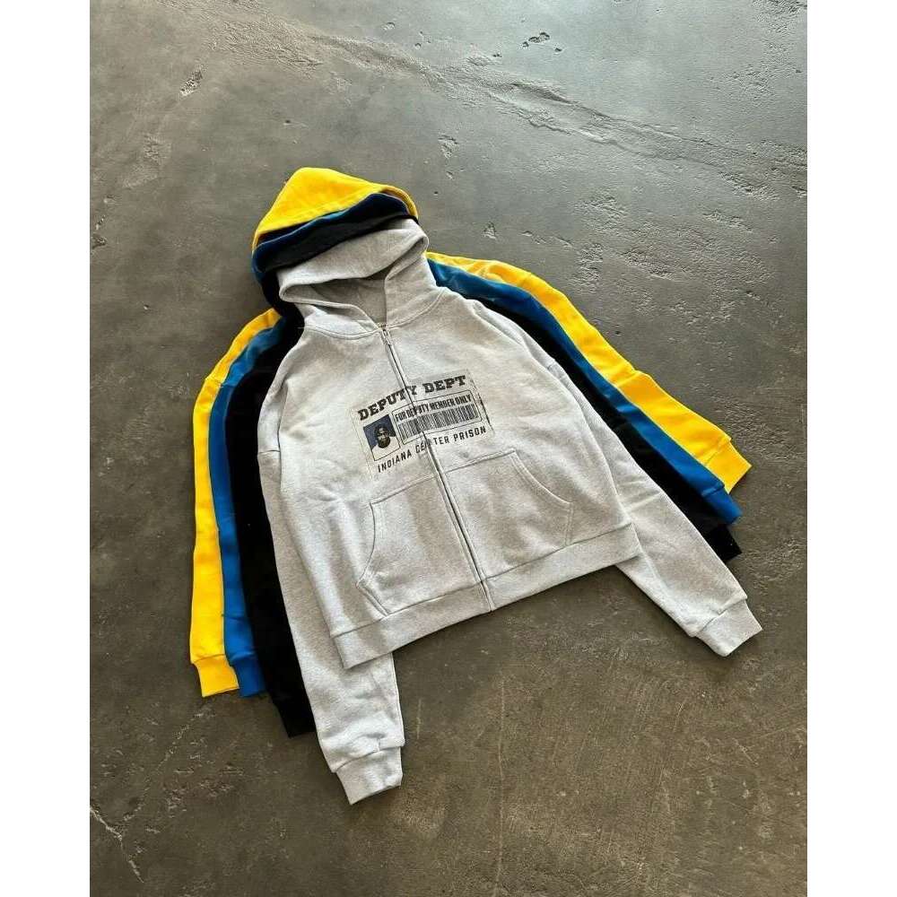 Y2k High Street Haruku Hip-Hop Versatile Cartoon Anime Print Oversized Sweatshirt Men Retro Personalized Zipper Hoodie Women Designer