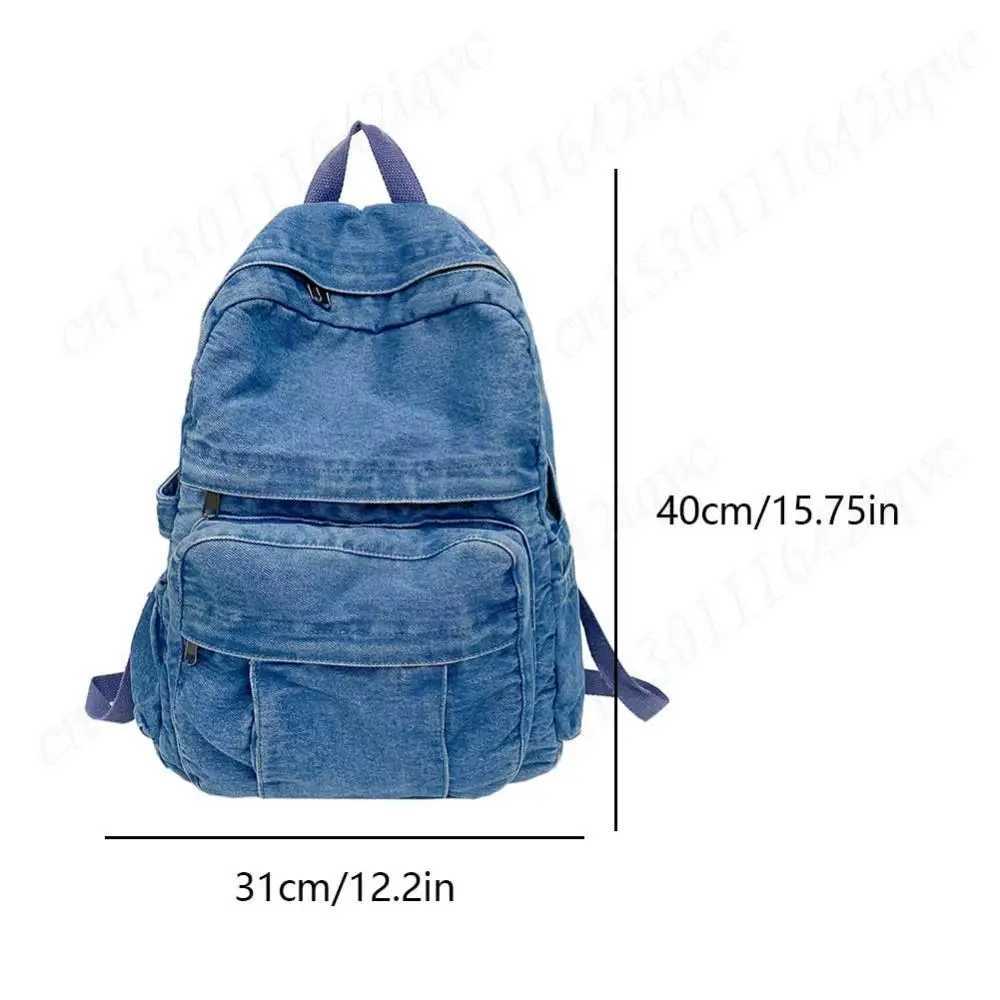 Womens Jeans Shoulder Bag Vintage Backpack Large Capacity Denim School Backpack Simple Laptop Backpack Female Daily Backpack Z250512-1