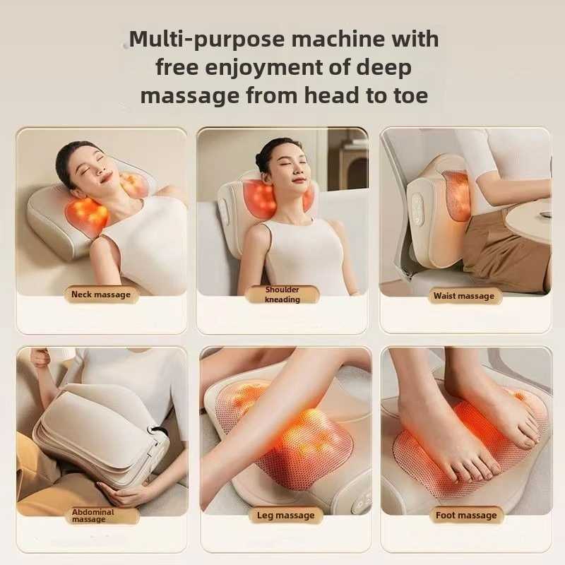 Factory Neck Massage Pillow Cervical Massager Waist Back Shoulder Shiatsu Kneaded Multifunctional Hot Compress Relaxation GiftW250512