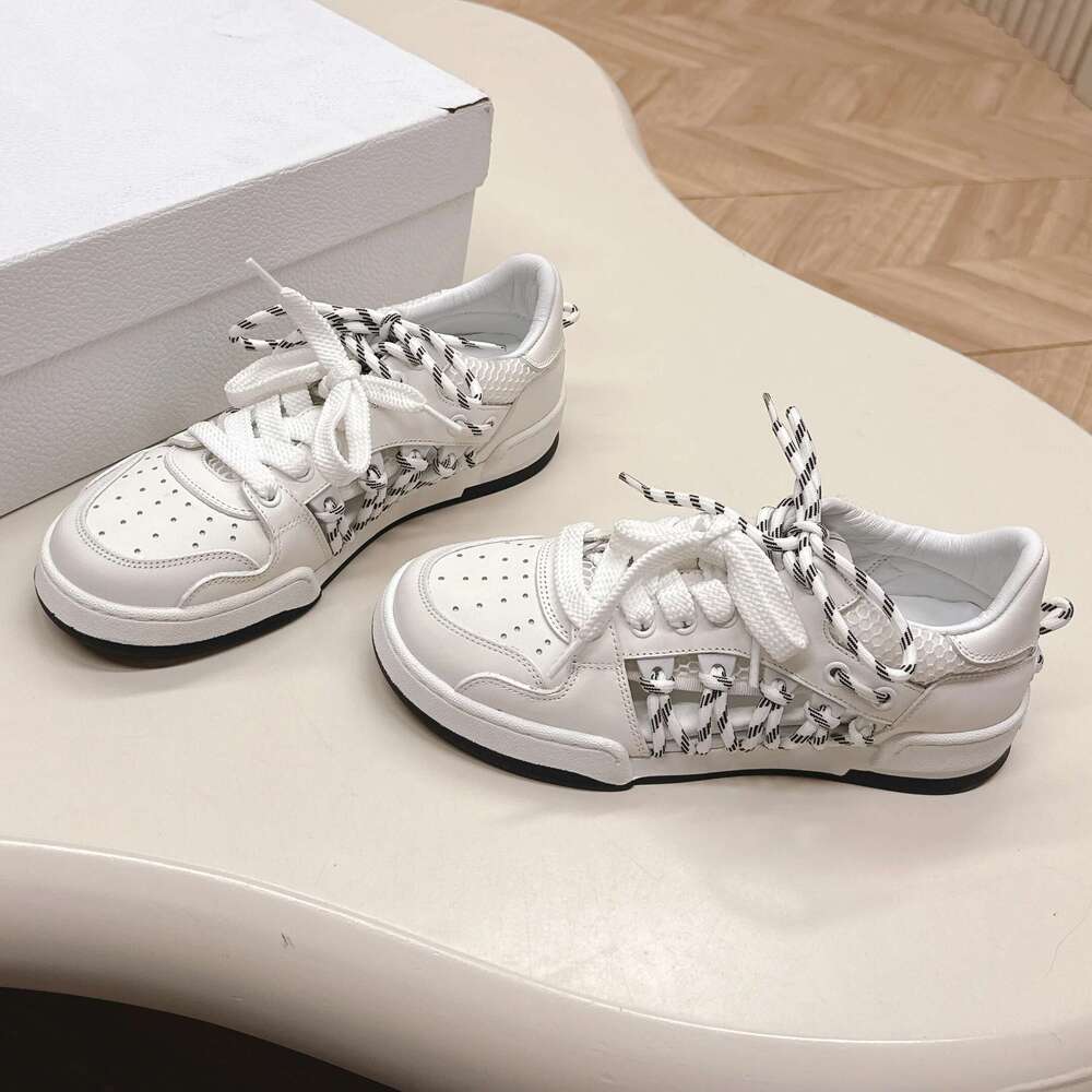 New Women Size35-44 Genuine Leather Couple Sneakers Hollow Sports Mixed Colors Flats Designer Shoes Zapatillas De Mujer