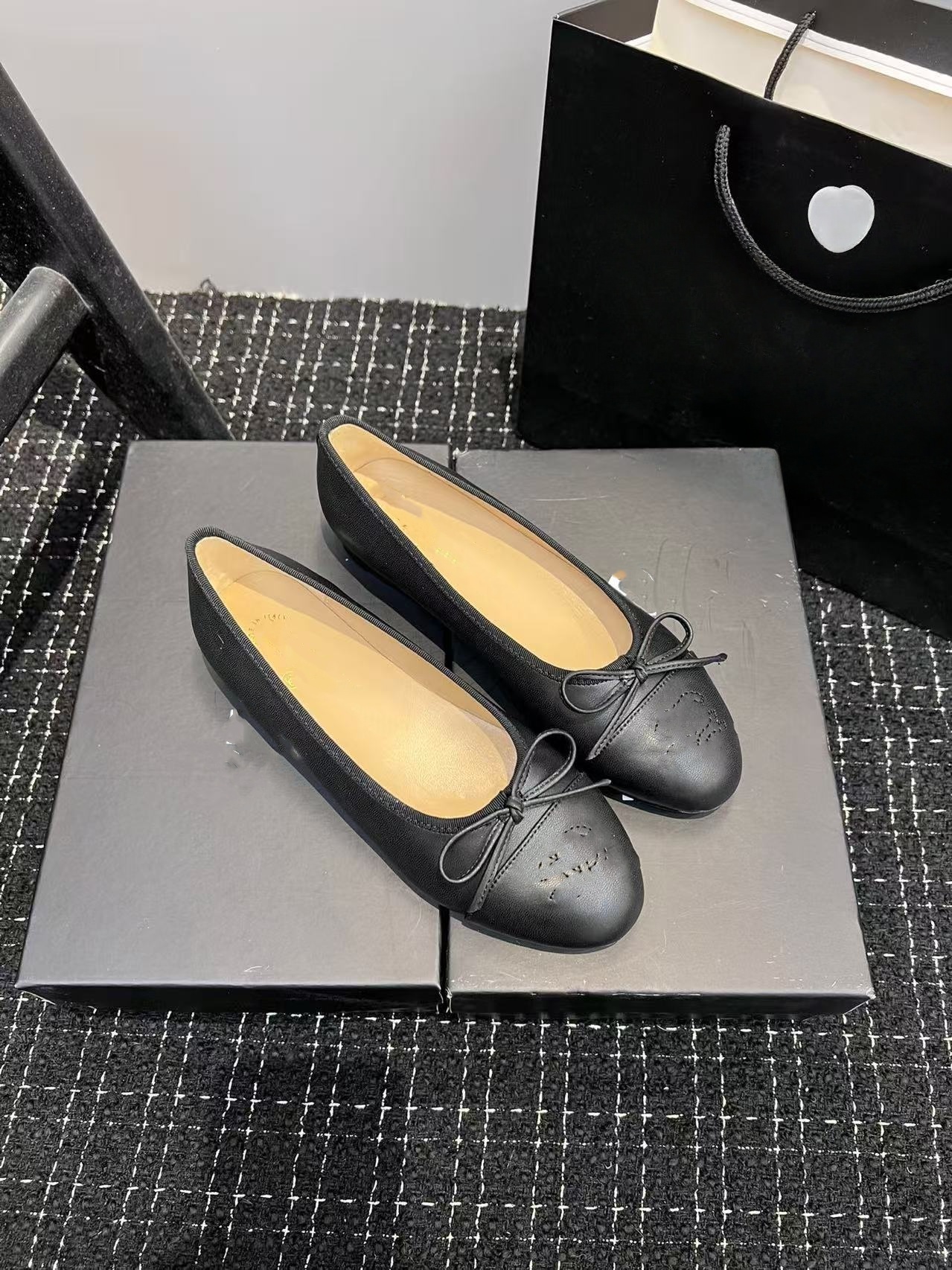 090 French flat shoes new bow versatile round toe shallow mouth color matching single shoes