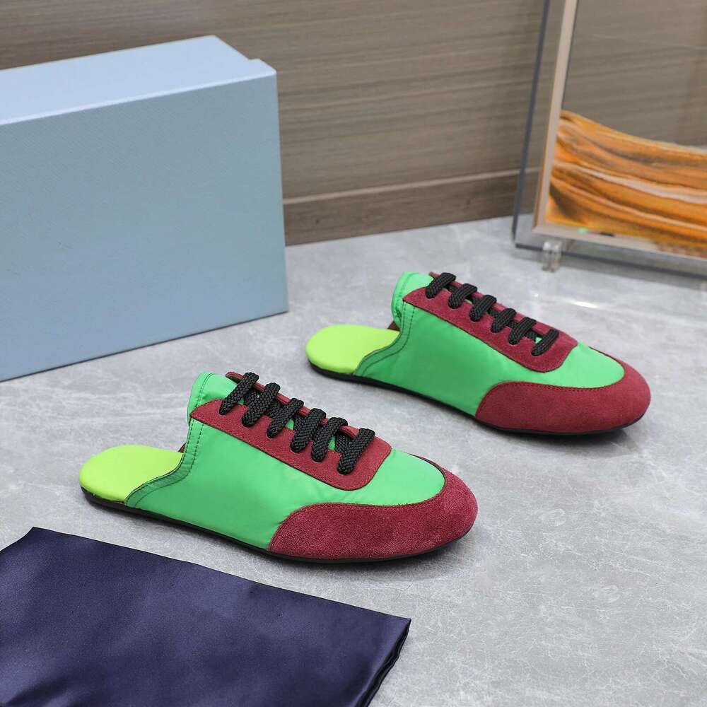 New Women Size35-45 Natural Cow Suede Couple Mules Mixed Colors Slippers Sports Flats Designer Shoes Zapatillas De Mujer