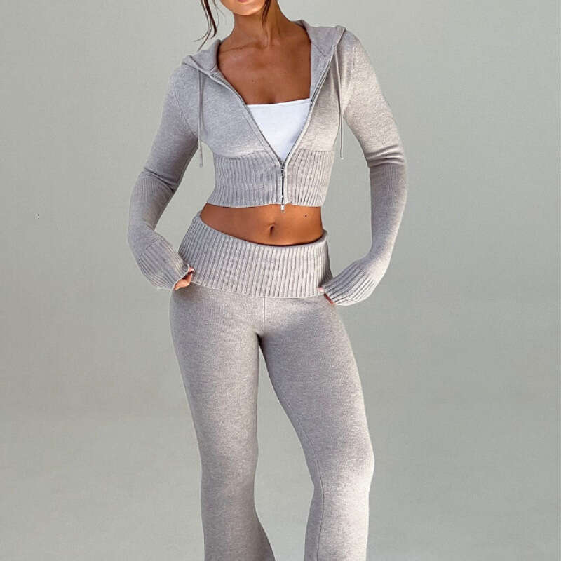 Fashionable plus-size women's clothing 25 Spring New Slimming Short Hooded Top, Casual Pants Fashion Set, Women's Two Piece Set