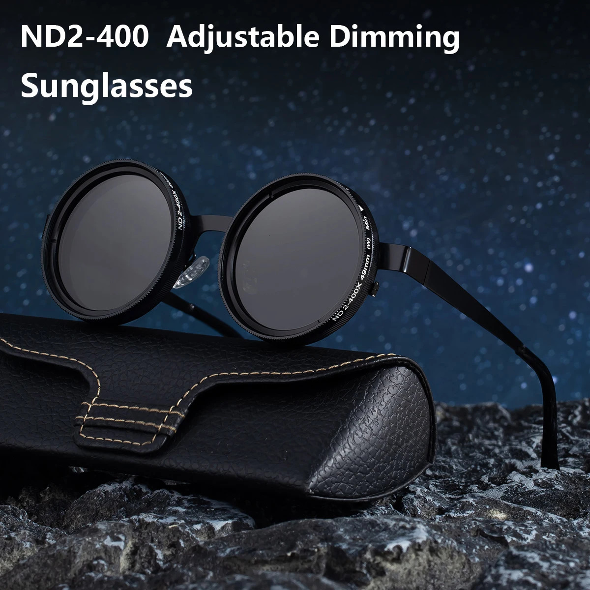 ND2400 9 Level Adjustable Dimming Polarized Sunglasses Men Women Fishing Punk Round Glasses Driving Eyeglasses ND Filter 250512