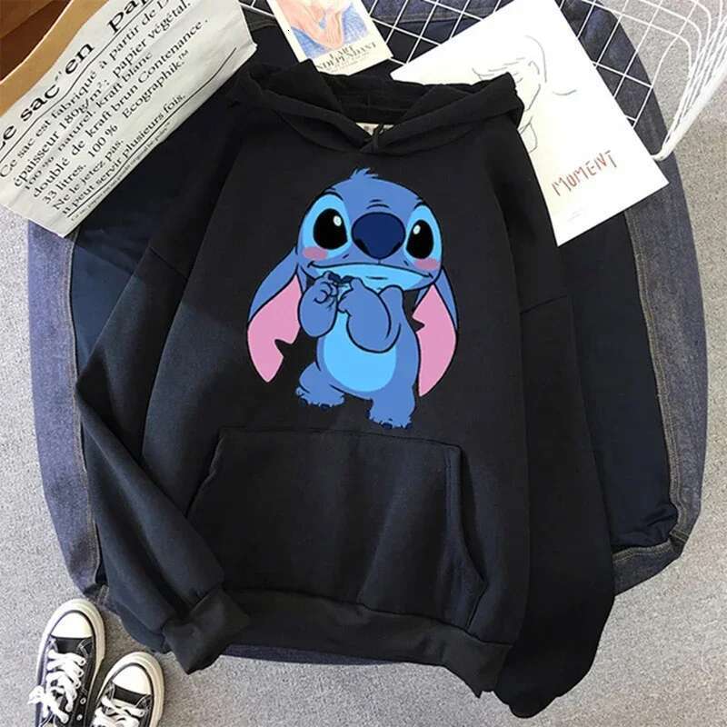 Pattern Loose Male Sweatshirts Pocket Cartoon Cute Print Clothing Cozy Daily Men Hoodies Autumn Winter Popular Designer