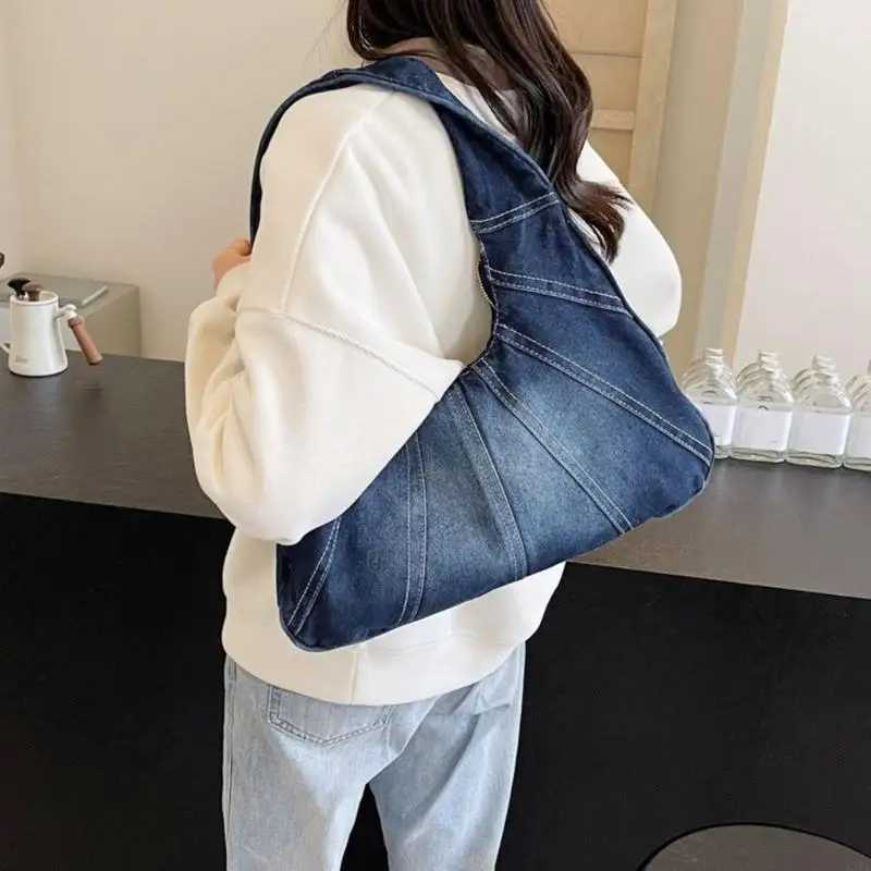 Womens Denims Armpit Bag Korean Styles Underarm Bag Fashion Handbags All-matching Shoulder Bag Shopping Dating BagW250512