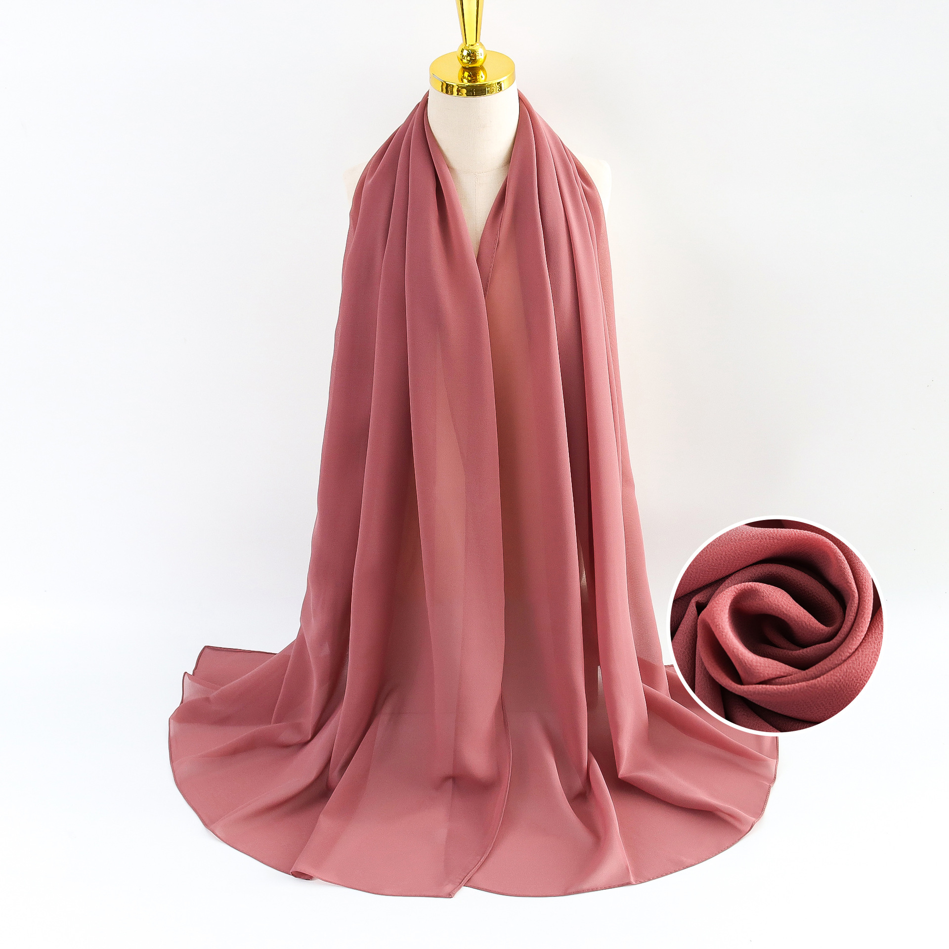 K697 Spot solid color single color pearl chiffon bubble scarf gauze scarf long scarf Malaysia ladies headscarf scarf shawl factory