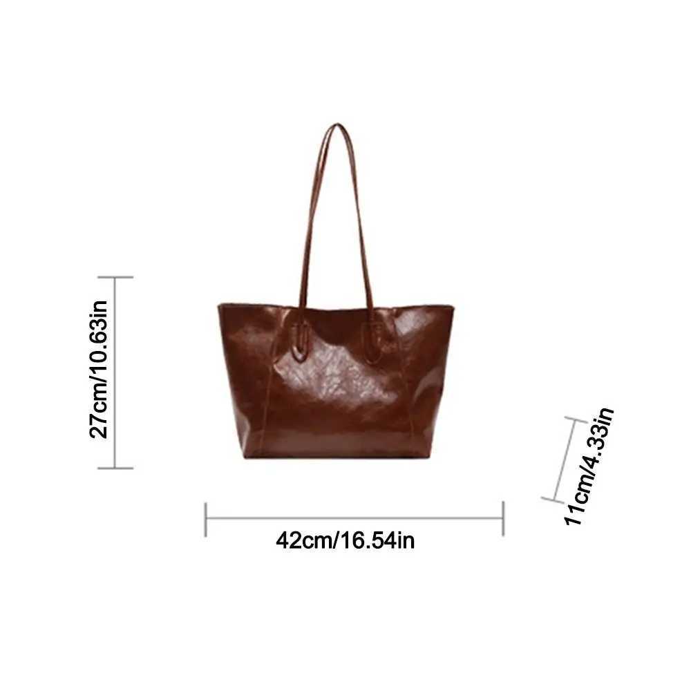 Women Tote Bag Soft PU Leather Shoulder Bag Retro Crossbody Bag Fashion Underarm Pouch Large Capacity Simple HandbagW250512