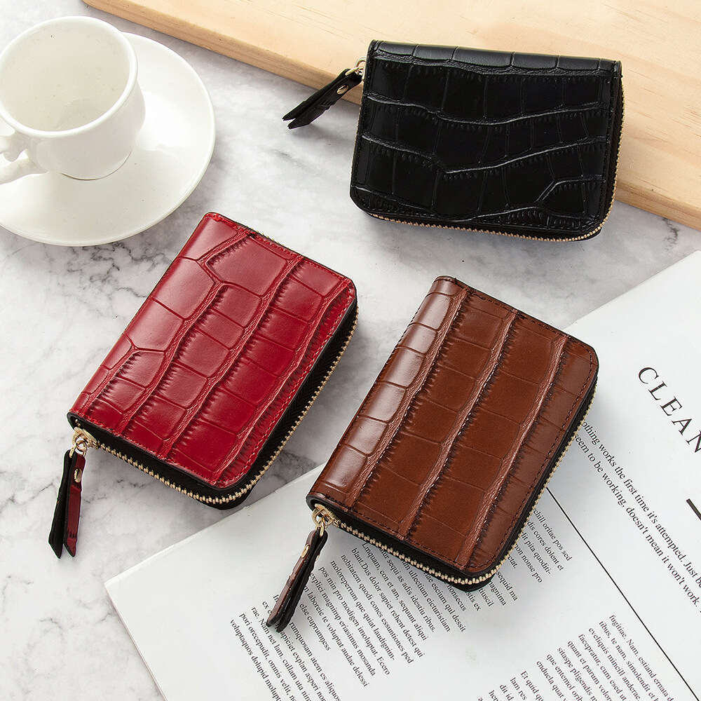 New Women's Mini Korean Edition Crocodile Pattern functional Anti demagnetization Multi Position Driver's License Bank Card Bag