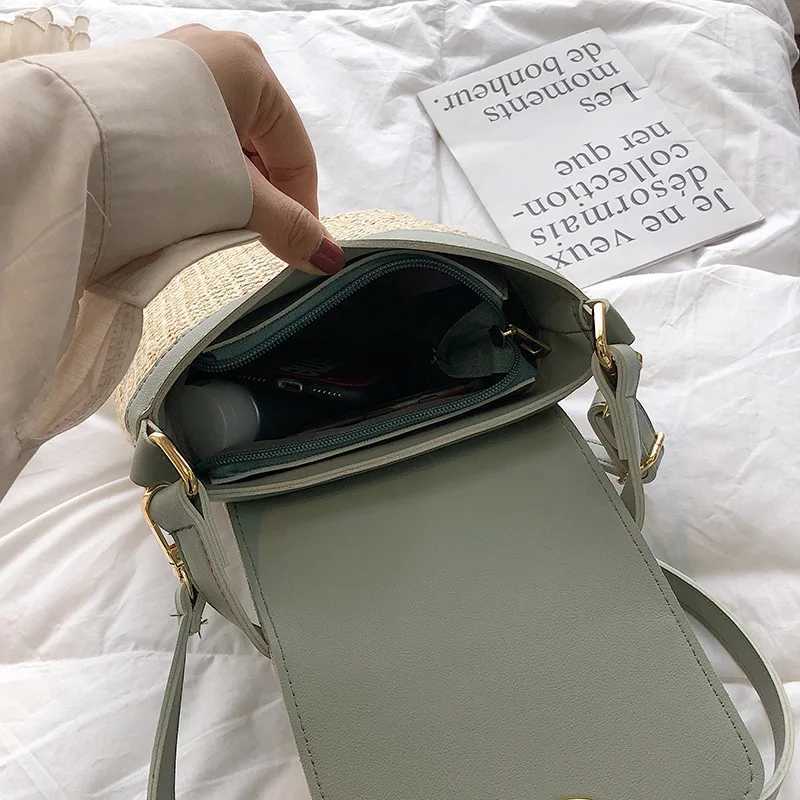 Beach Lady Travel Purses and Handbags Casual Chains Straw Bucket Bags Women Summer Messenger Bag Rattan Bags Shoulder BagXJ250512