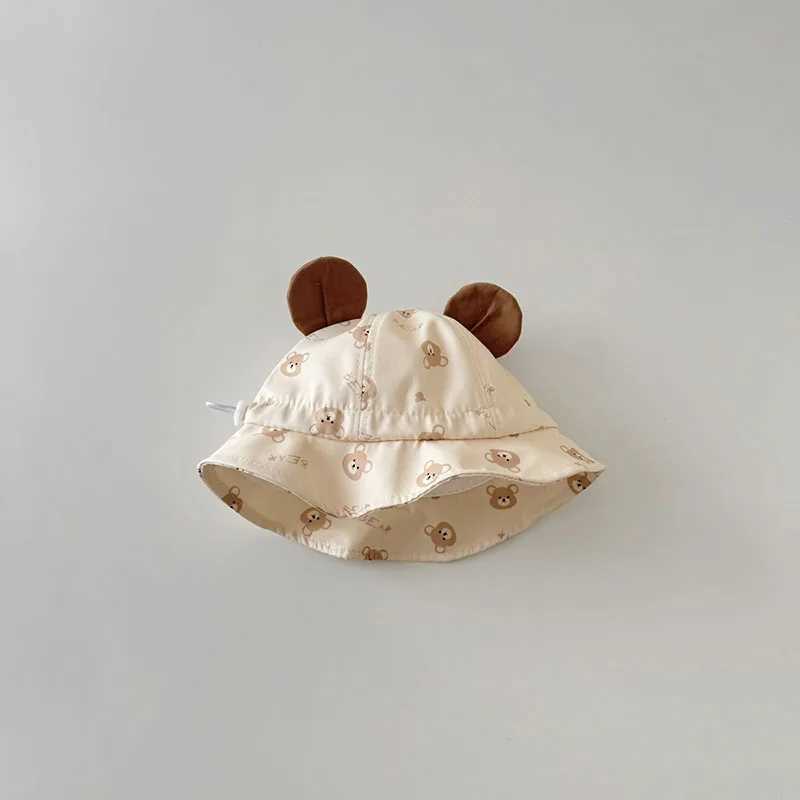 Cute Bear Baby Bucket Hat With Ears Spring Summer Infant Girl Boy Basin Cap Outdoor Toddler Kids Sun Protection Fisherman Hat R250512