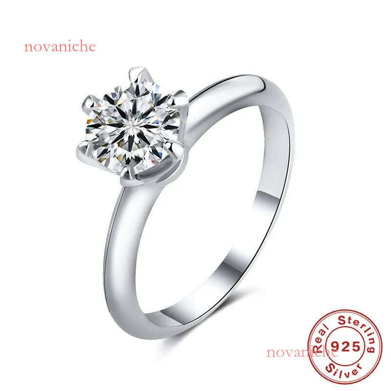 sterling sier designer for women 1-3CT moissanite fashionable womens classic six claw dia ring girls wedding engagement jewelry gift