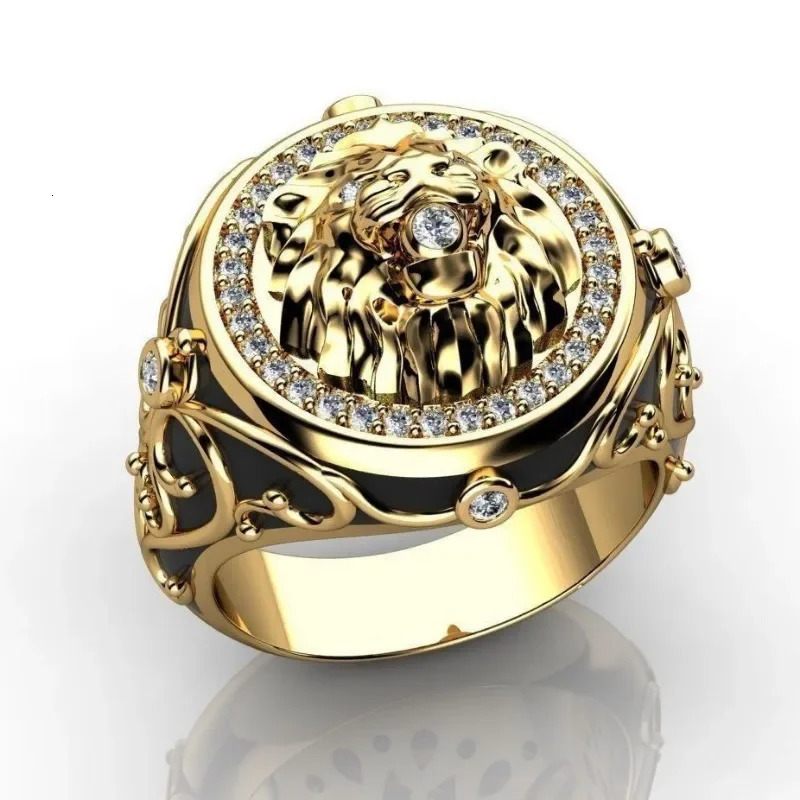 S925 Creative Lion Head Medusa Ring for Men Inlaid with Zircon Fashion Domineering Rings Female Punk Style Jewelry Gifts 250509