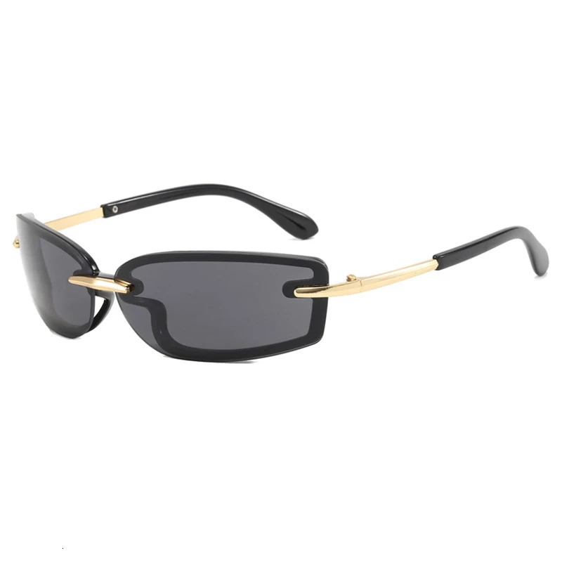 Rimless Y2K Style Sunglasses Rectangle Fashion Women Men Shades Square Sun Glasses for Female Male Oculos Metal Frame 250512