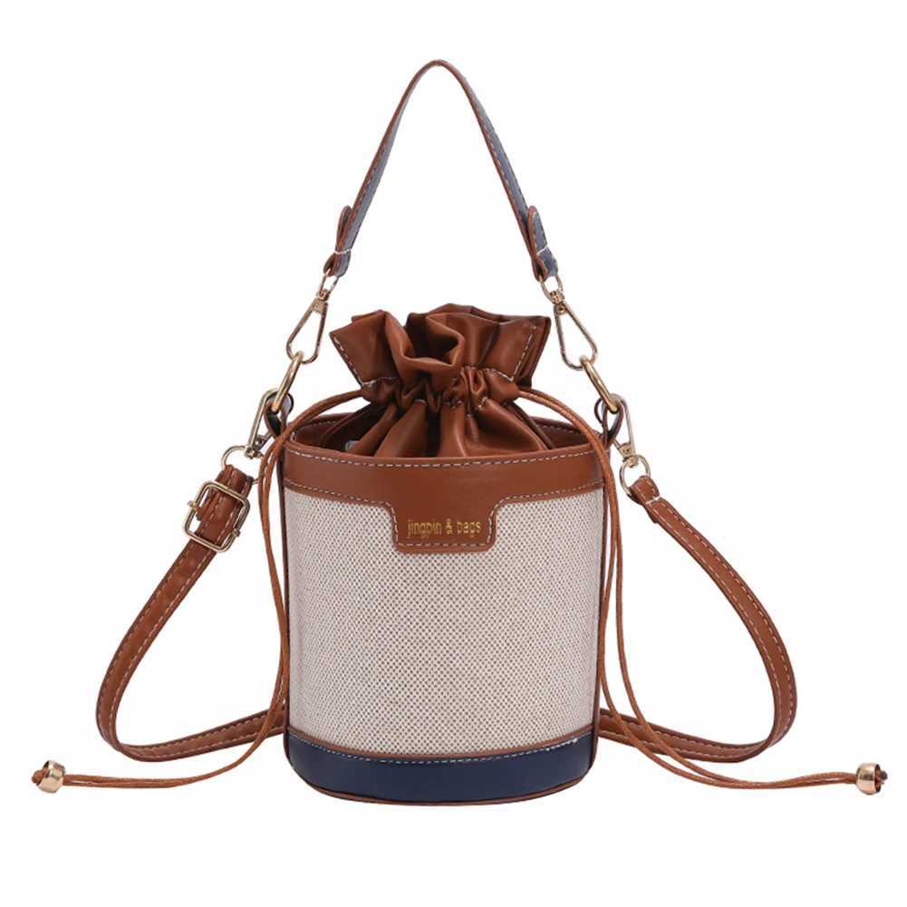 Women Shoulder Bags Cylinder PU Leather Bucket Crossbody Bag Casual Drawstring Handbags Purse for Travel Shopping Z250512