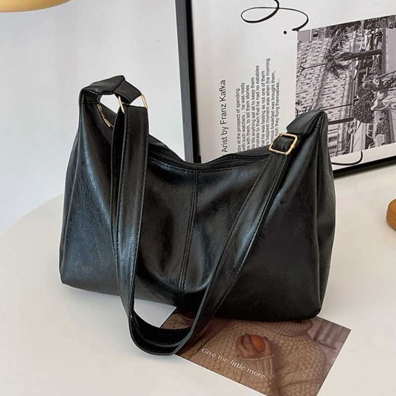 PU Leather Commuter Fashion Vintage Casual Tote Bag Maillard Stylish Crossbody Bags for Women Texture Large Capacity TemperamentW250512