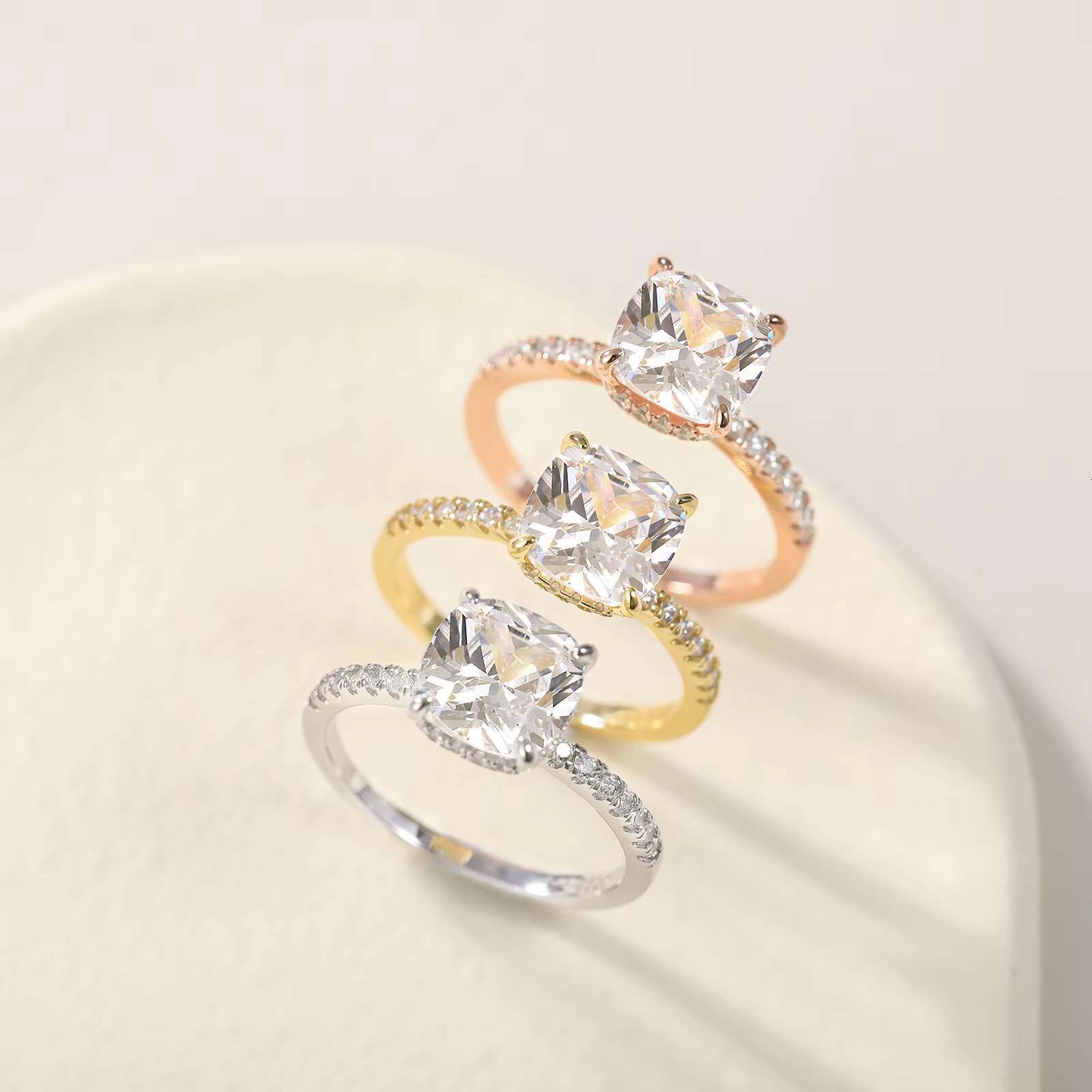 OLAN High Quality Jewelry Ring VVS Moissanite 925 Silver Rings with Certificate Women 4ct Moissanite Engagement Ring