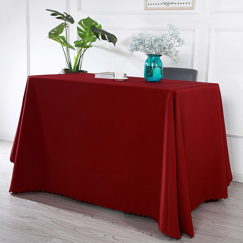 A885 Thickened plain tablecloth wedding red tablecloth hotel restaurant fabric tablecloth event meeting rectangular tablecloth