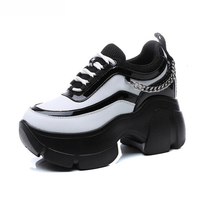Women Casual Shoes Platform Wedge 8CM Hidden Heel Genuine Leather Chunky Sneakers New Vulcanized For Women Spring Autumn Fashion