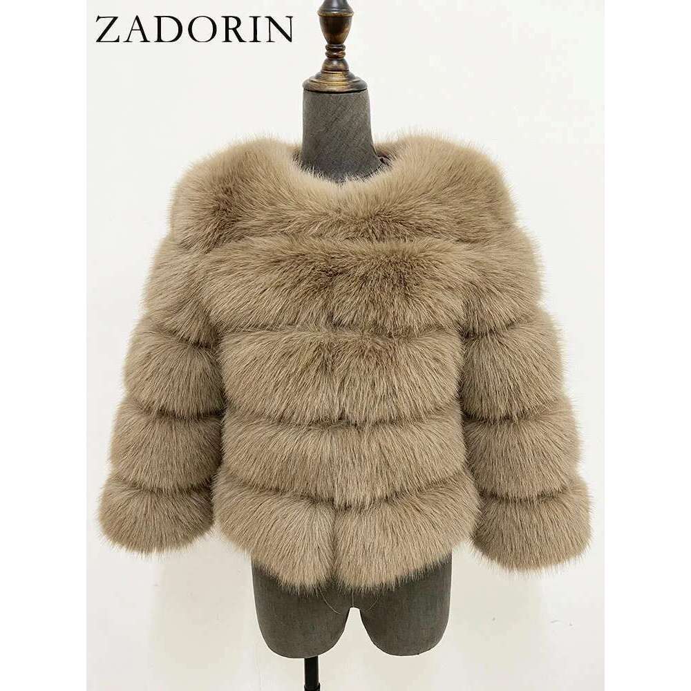 ZADORIN S-5Xl Mink Coats Autumn Winter Fluffy Black Coat Elegant Thick Warm Faux Fur Jackets For Women 2024 Tops