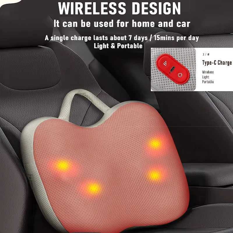 New 3D Electric Smart Neck Massage Pillow Head Back Shiatsu Full Body Massager Wireless Use For Car Home Infrared PhysioW250512