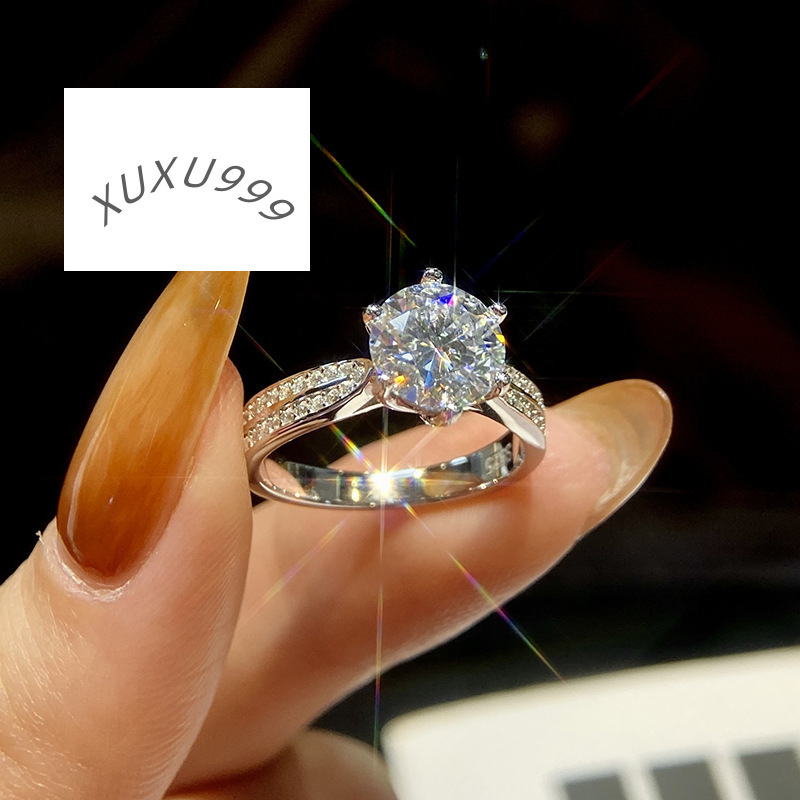 GRA Certified Diamond Moissanite Jewelry 925 Sterling Silver 1 2carat Round Cut Moissanite Rings for Women Engagement Jewelry