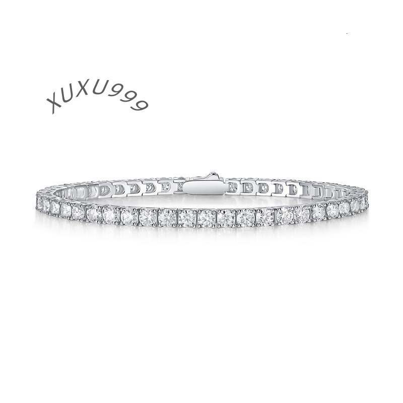 925 Sterling Silver Moissanite Tennis Bracelet for Men and Women Hiphop Rock 18K Gold Plated Luxury Jewelry