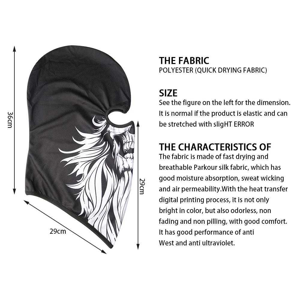 Skull Men Balaclava Ski Mask Cycling Caps Snowboard Face Cover Motorcycle Bicycle Helmet Hood Bandana Scarf Breathable WindproofW250512