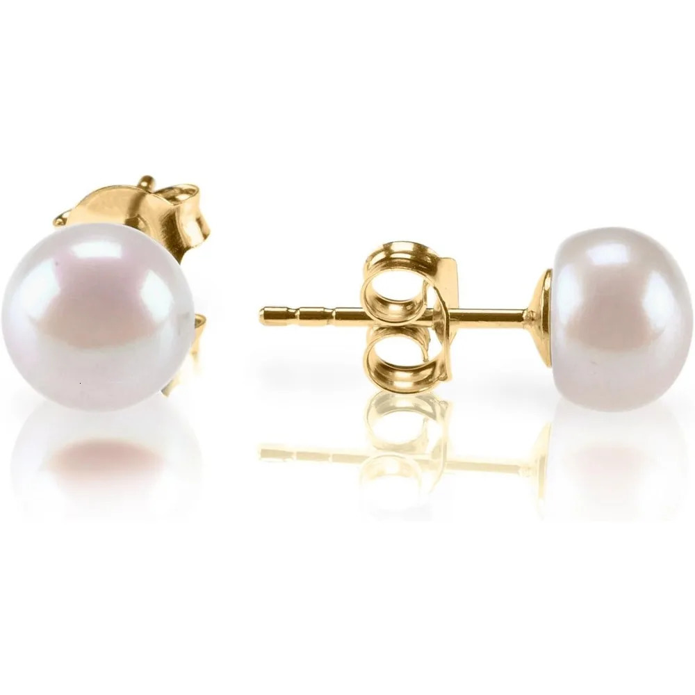 925 Silver Plated 14K Gold Plated AA Quality Handpicked Freshwater Cultured Stud Pearl Earrings For Women Pearl Gift 250512
