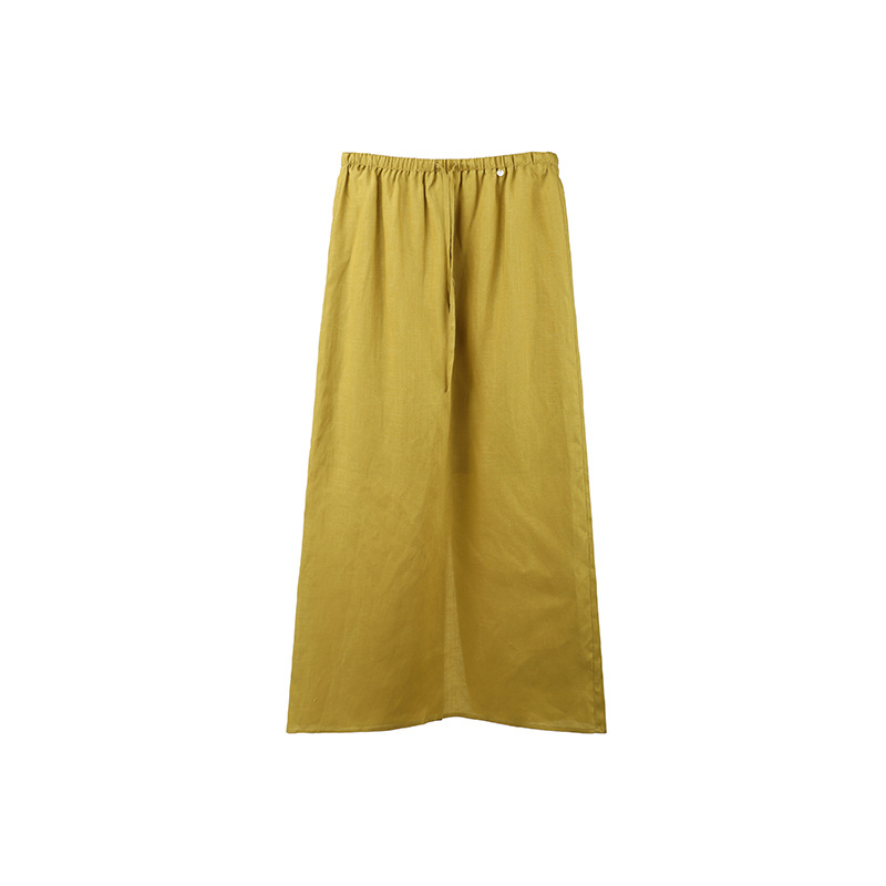 P1104 Large size Tencel linen split elastic waist skirt 2025 summer Korean version simple A-line skirt