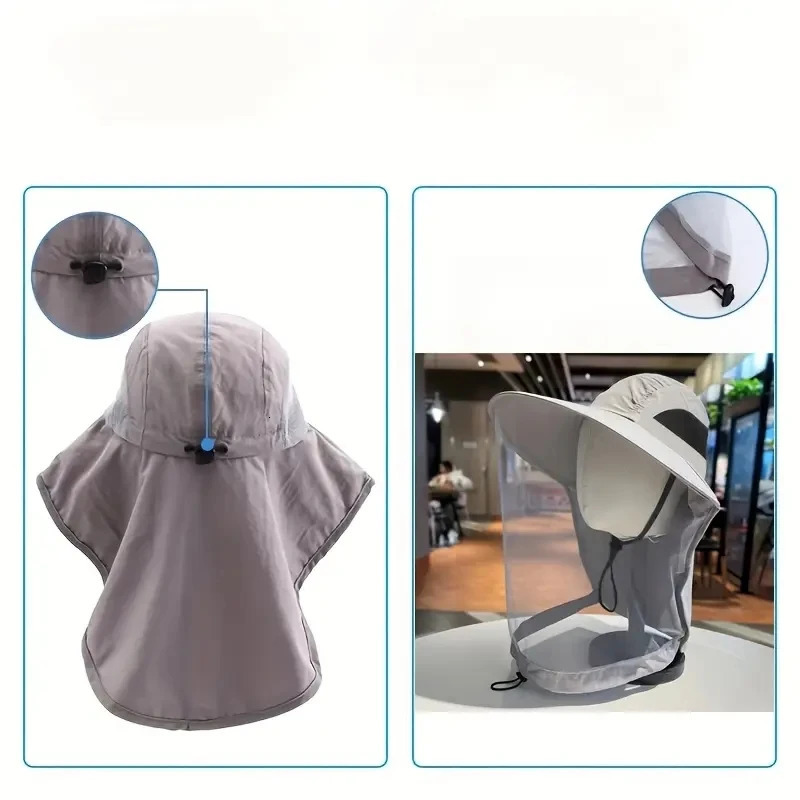 Unisex Bug Proof Fishing Hat with Face Shield Breathable Mesh Netting Cap Mosquito Protection Camping Adjustable Sun 250512