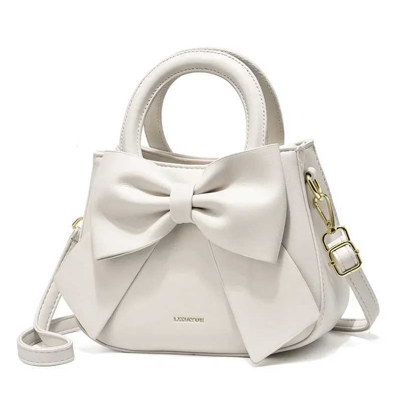 Fashion Casual Handbags For Women Cute Bow Black White Blue Kahki PU Handbags Trendy Daily Shoulder Underarm Bags Womens handbagXJ250512